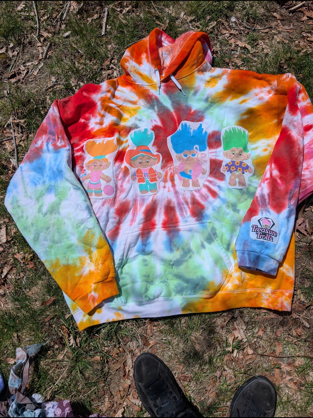 Vintage Treasure Trolls Tie-Dye Pullover Hoodie - Multi Color